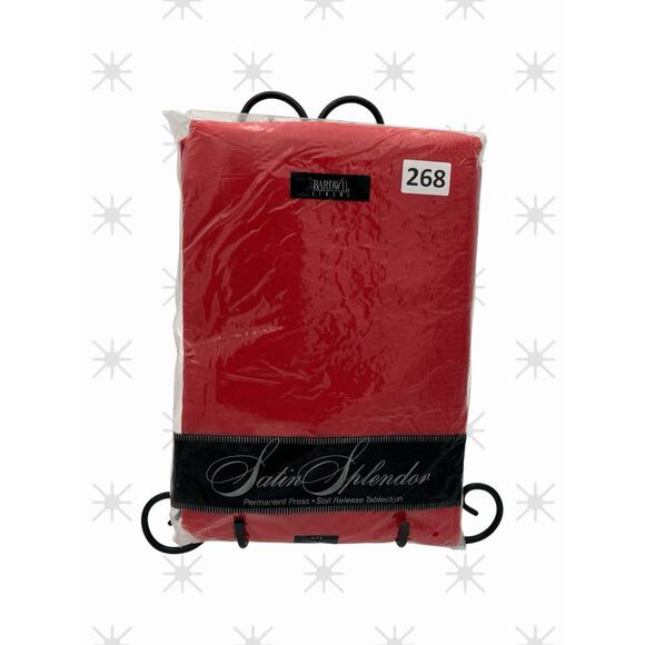 NOS Bardwil Linens Satin Splendor Soil Release Tablecloth 60x140” Oblong Red - Picture 1 of 4